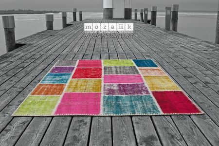Vntage Teppich Mozaiik Patchwork bunt