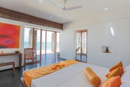 Die Gaestebungalows im Erandia Marari Ayurveda Beach Resort in Kerala sind absolut strahlenfreie Zone