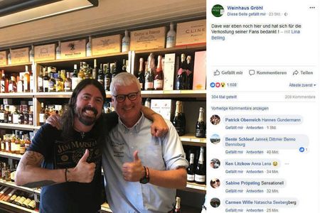 Dave Grohl war eben noch hier und hat sich für die Verkostung seiner Fans im Hamburger Weinhaus Groehl bedankt