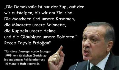 Was Erdogan von der Demokratie haelt hat er fruehzeitig wissen lassen. NICHTS