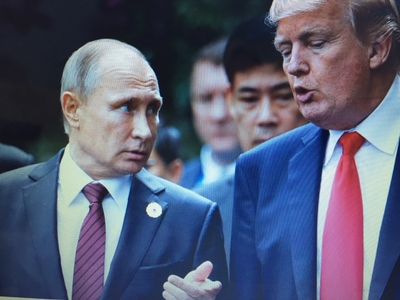 Laut der Springer-Spinner-Presse hat Putin eine kriminelle Energie, der die Zerstoerung der europaeischen Friedensordnung herbei sehnt, und Donald Trump wuerde ihm dabei helfen