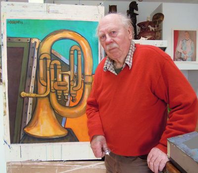 Maler Ernst Marow in seinem Artelier Maler Ernst Marow in seinem Artelier